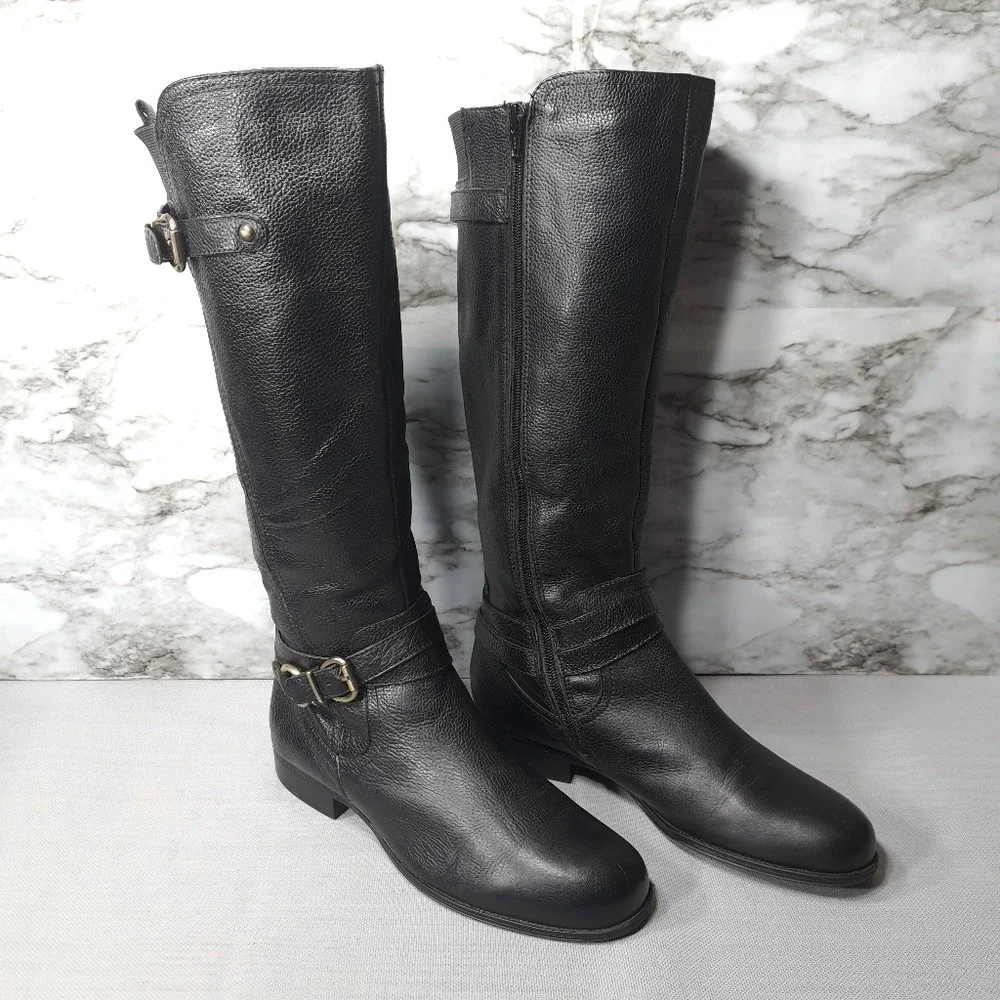 Naturalizer‎ Juletta Women's Leather Boots Black Size 9.5 M Pebbled